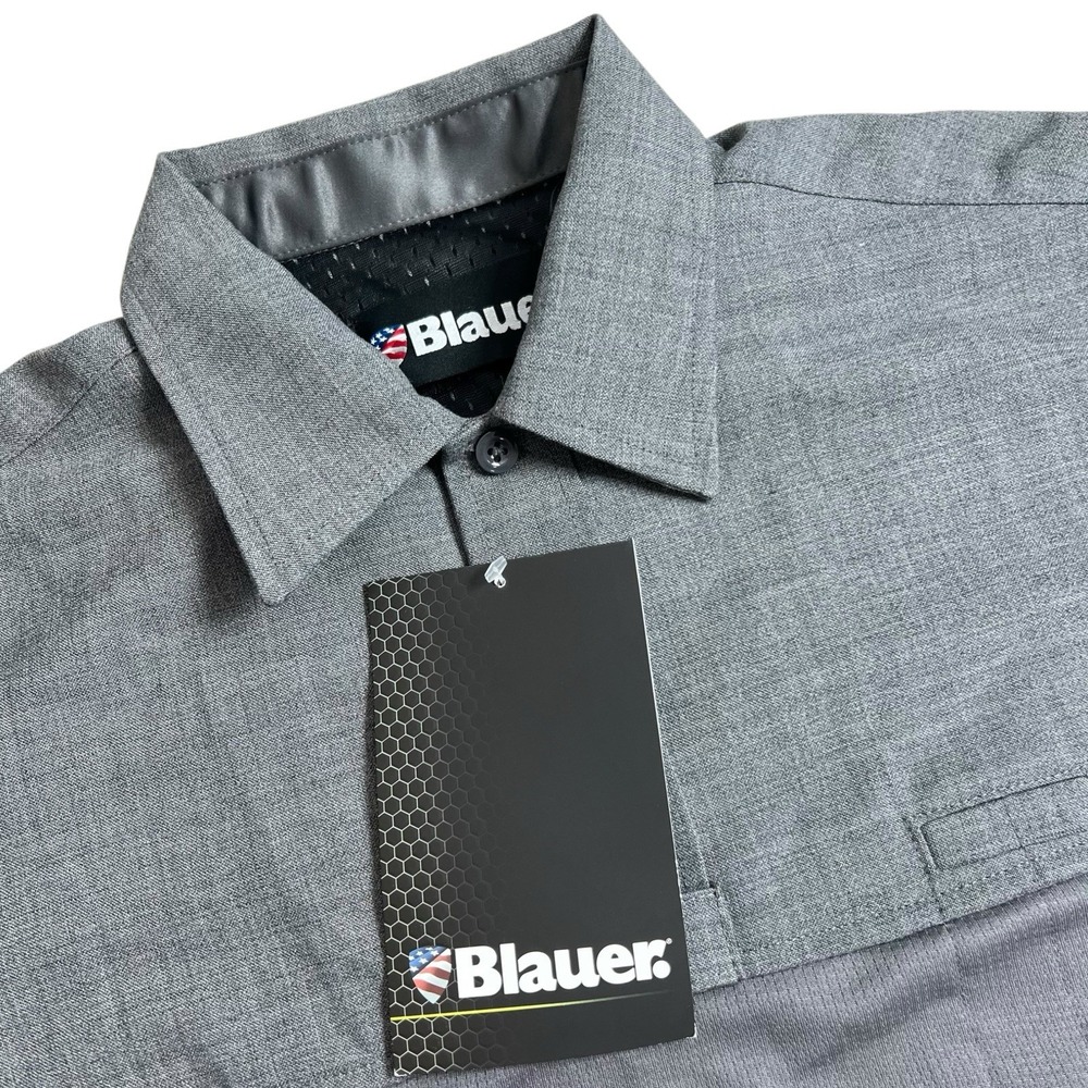 NEW Blauer‎ Mens Small Gray Short Sleeve Wool Blend Armorskin Base Shirt READ
